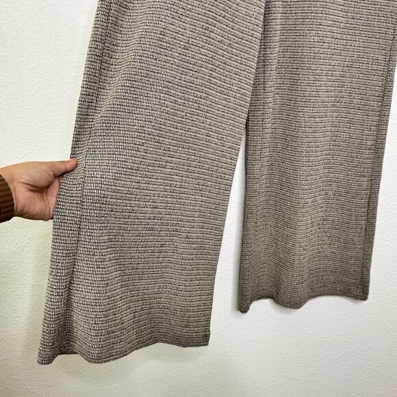 ZARA Wide Leg Knit Pants Size Medium Beige Blogger Fav Sweater Trouser Pull On - Picture 5 of 10